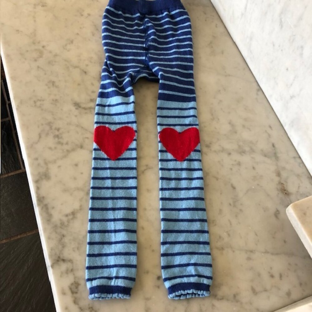 HANNA ANDERSSON Red Heart Blue Stripe Leggings Bottoms 90/100